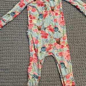 Floral Deer Print Kids Footie